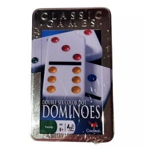 DOMINOES Classic Games Cardinal Color Dots Storage Tin.